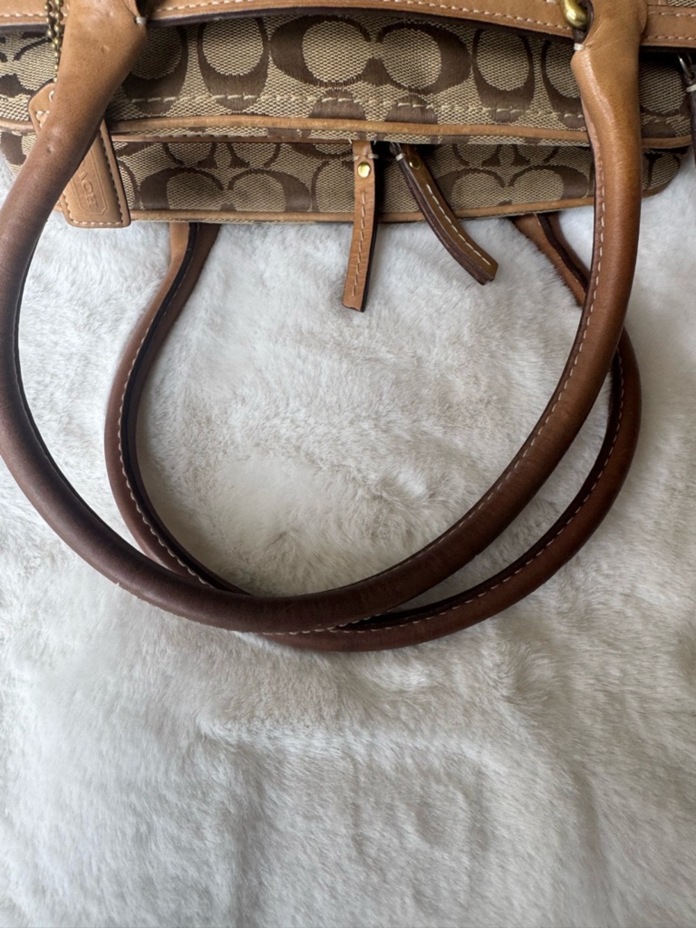 Coach Signature Hampton Satchel  Beige Canvas with Tan Leather Trim Style 10532 - Picture 8 of 8